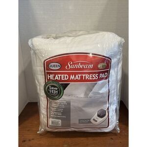 Sunbeam Heated Mattress Pad Queen 10 Heat Settings Dual Control J85KQP